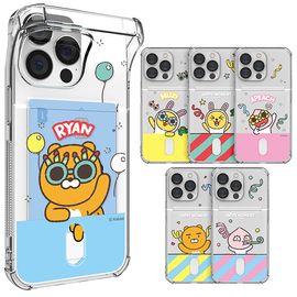 [S2B] Kakao Friends Happy Moment Party Transparent Bulletproof Iphone Card Case_Slim Design, TPU Material, Microdot Coating_ Made inKOREA